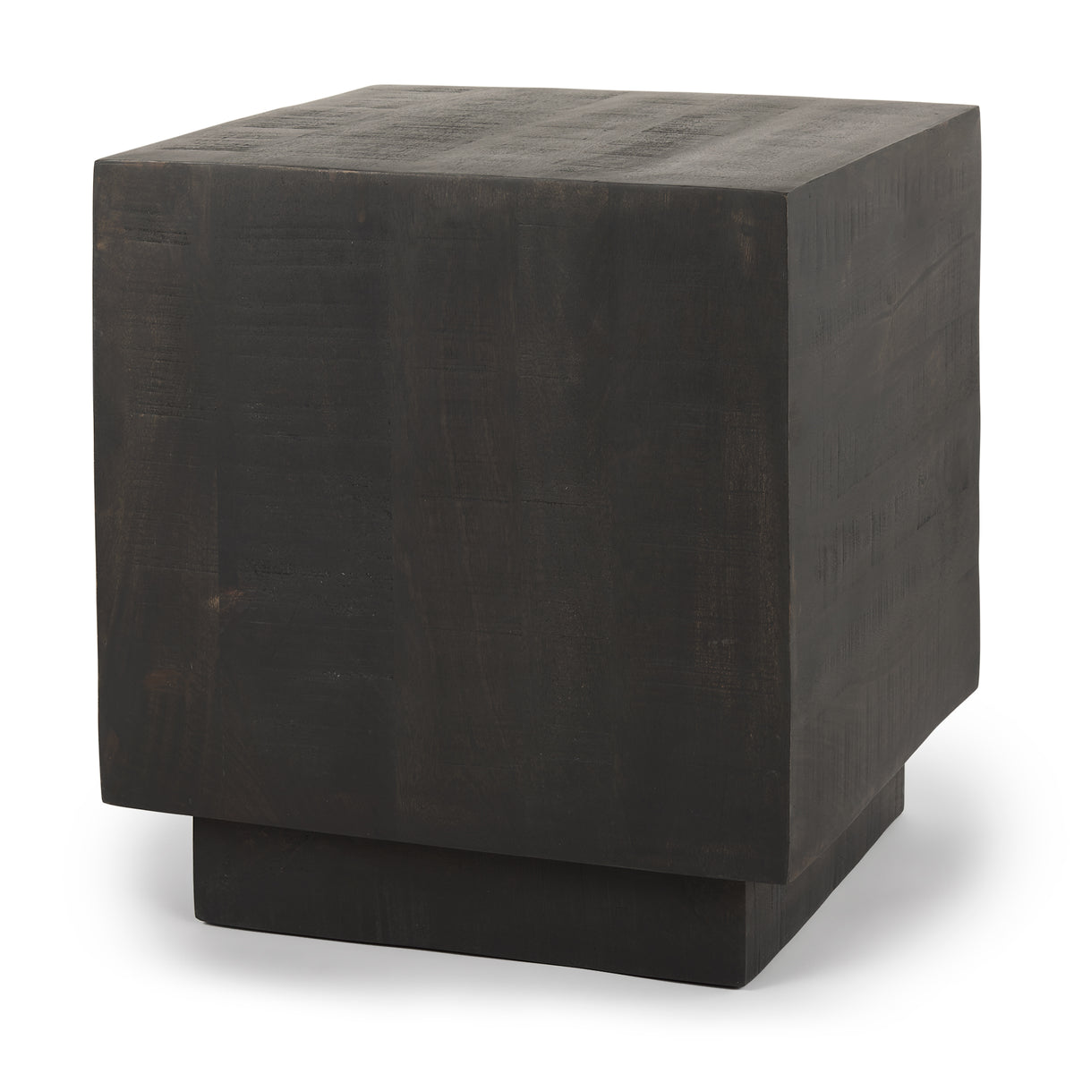 Dark wooden cube on a white background