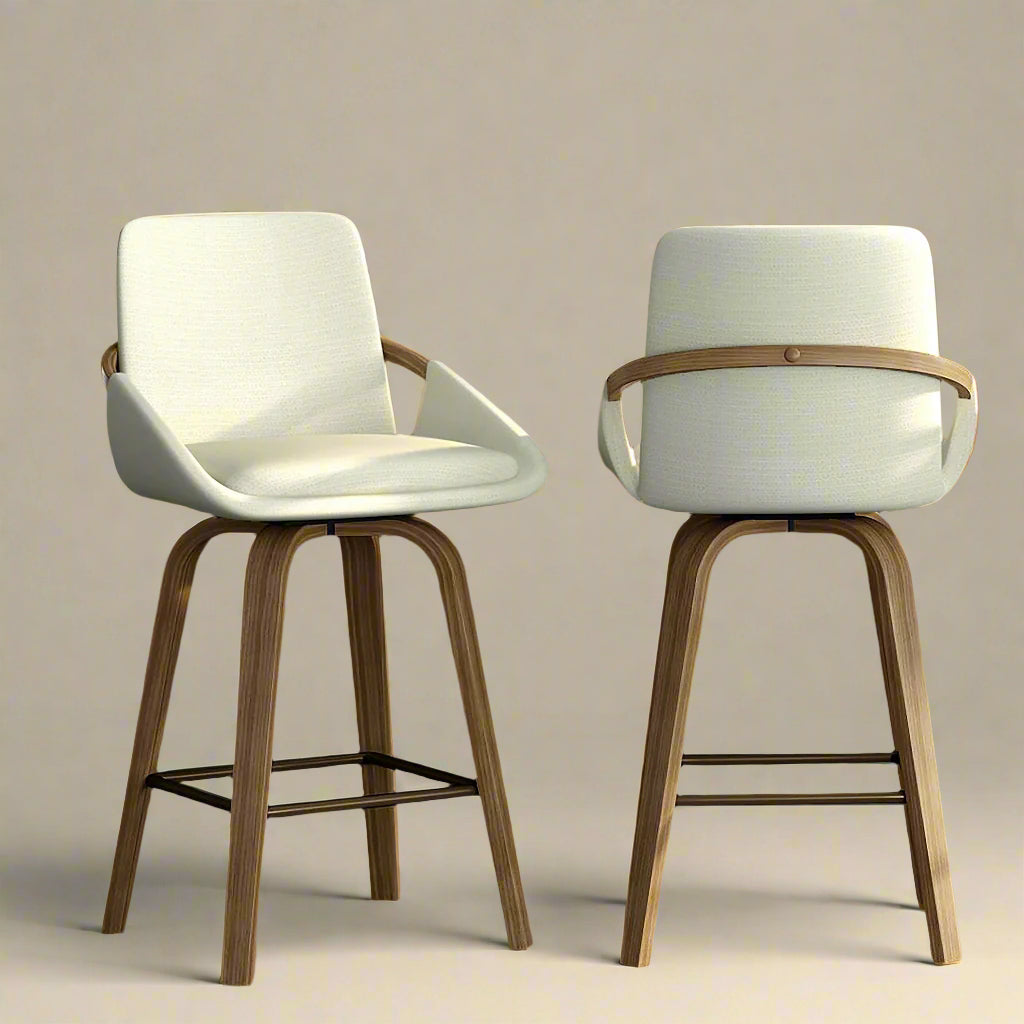 Alpine Curve Counter Stool with 360° swivel seat (Set of 2)