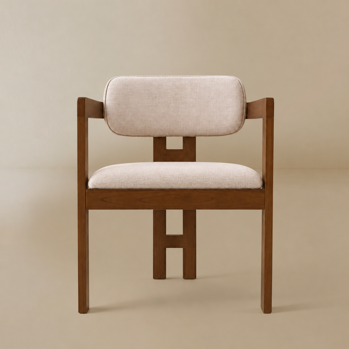 Amica Linen Ash Wood Dining Chair on a beige studio background