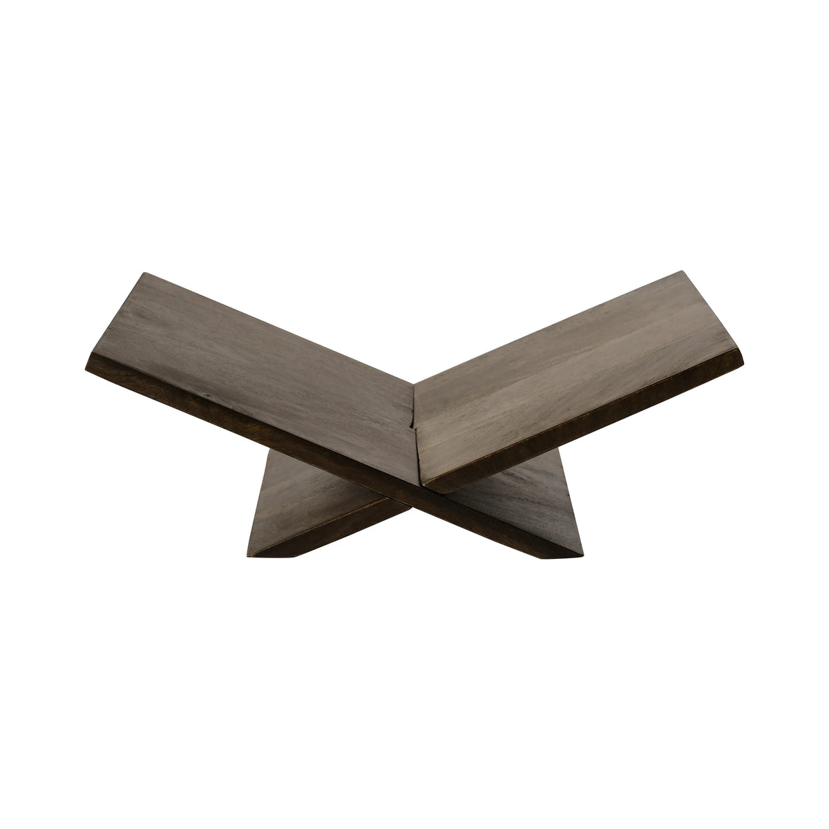 Atlas Walnut Book Stand featuring modern X-shaped wooden design in rich walnut finish