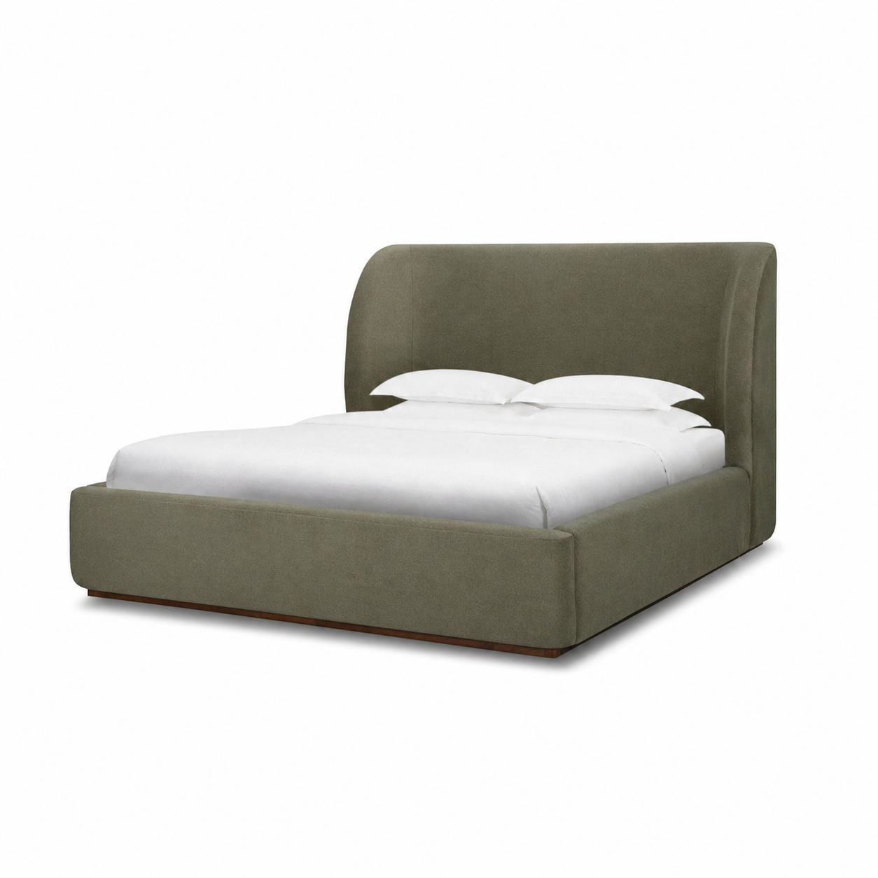 Angle view of the Aveline Velvet Bed in white background