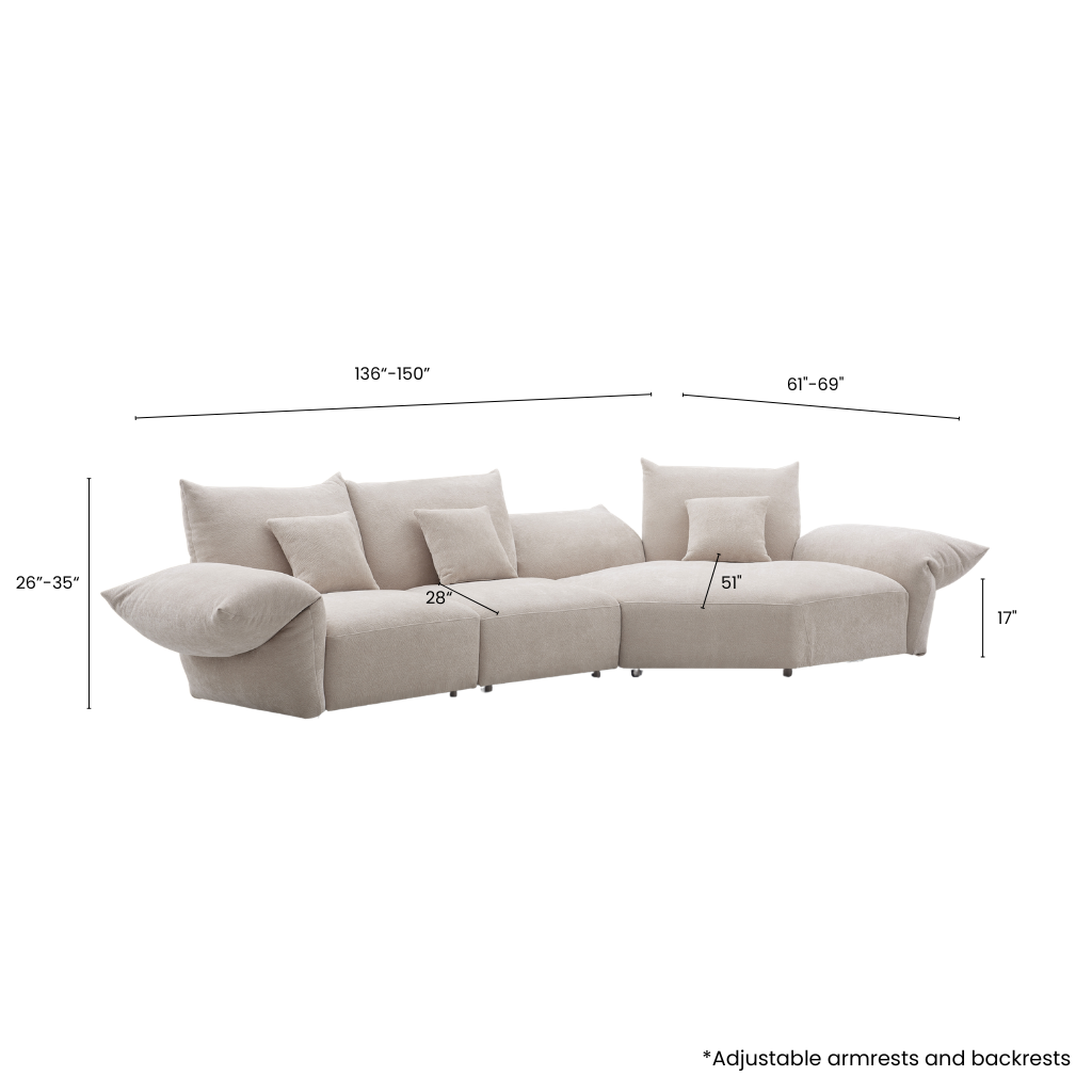 Blooming Large Chaise with Two Seater dimension