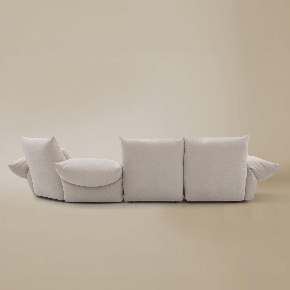 Back profile of the Blooming Embrace Sofa in two seater with large chaise configuration