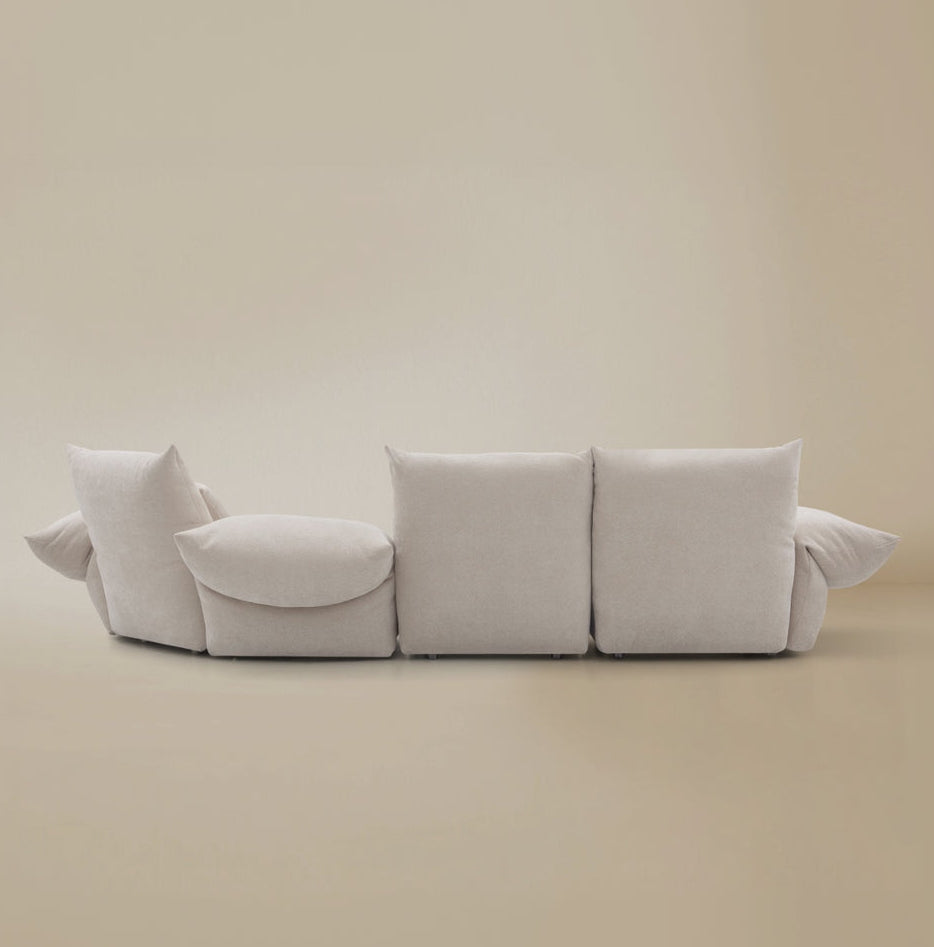 Back profile of the Blooming Embrace Sofa in two seater with large chaise configuration