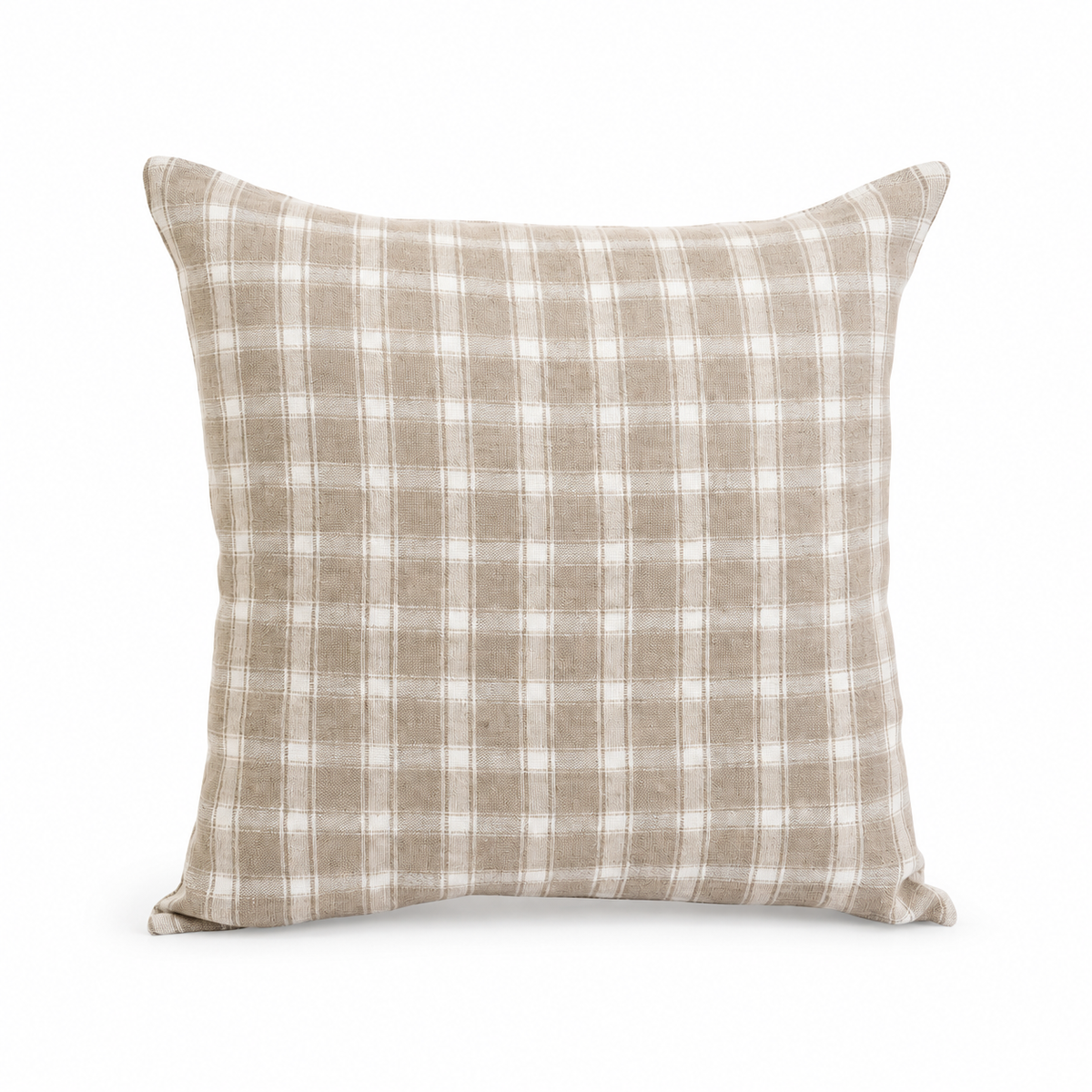 Briar linen and white woven plaid cushion