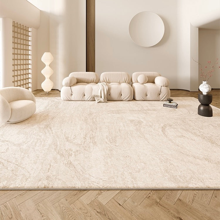 Creamstone Vista Rug styled in a neutral living room with plush cream sofa and modern decor