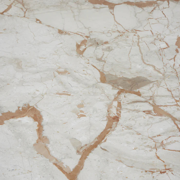 Close-up of a marble surface with beige and white patterns