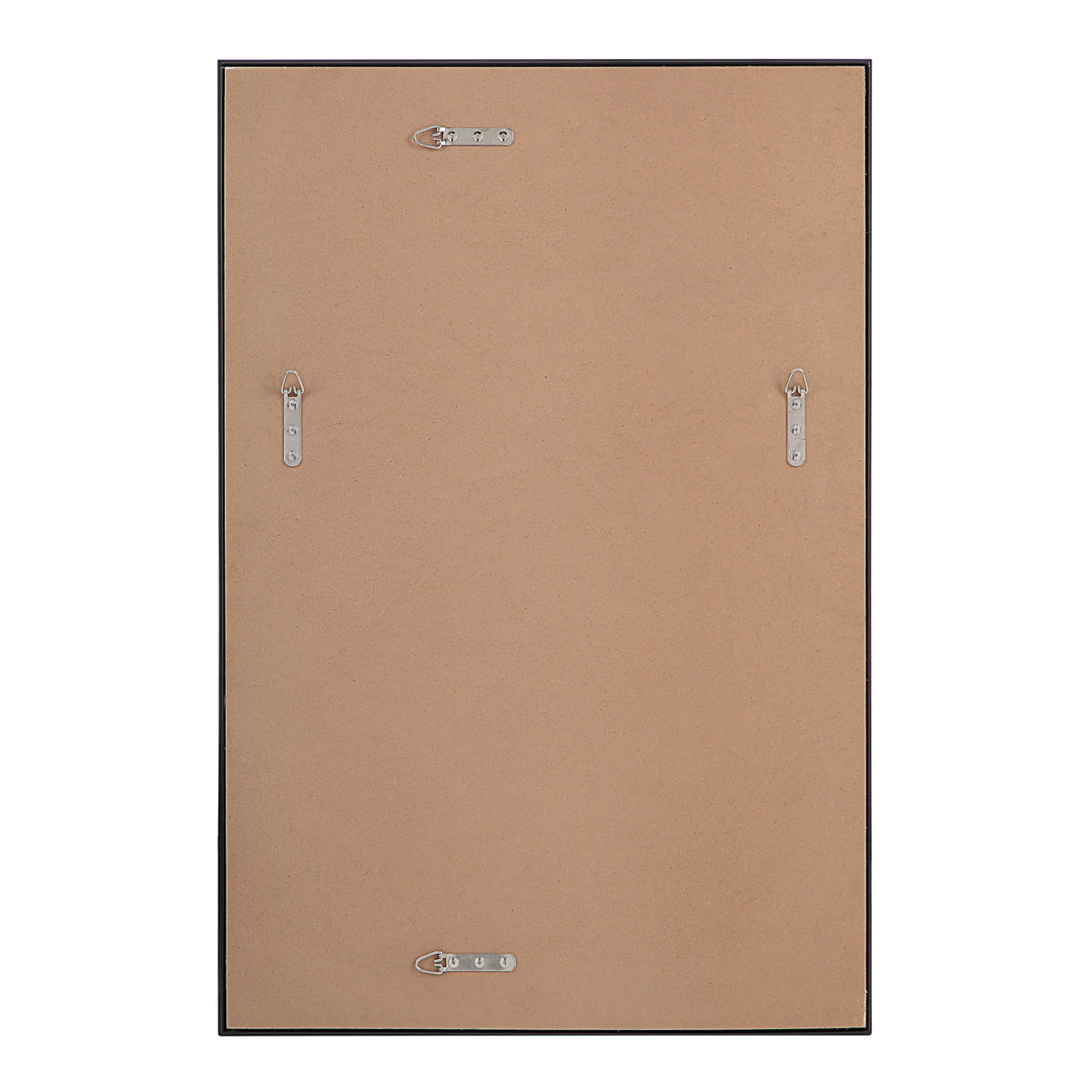 Back view of the EdgeLine Wall Mirror showing mounting hardware and MDF backing