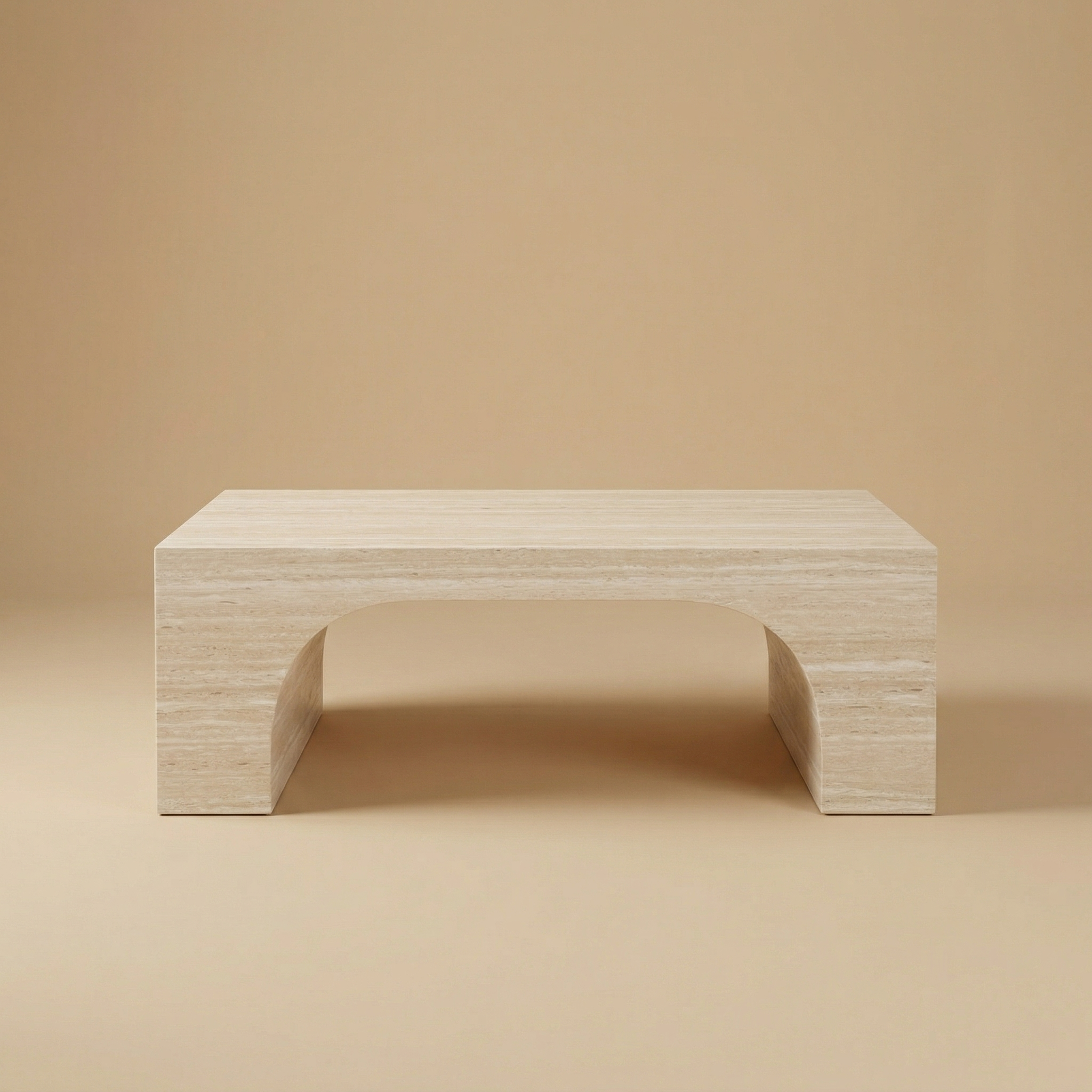 Beige wooden bench on a beige background