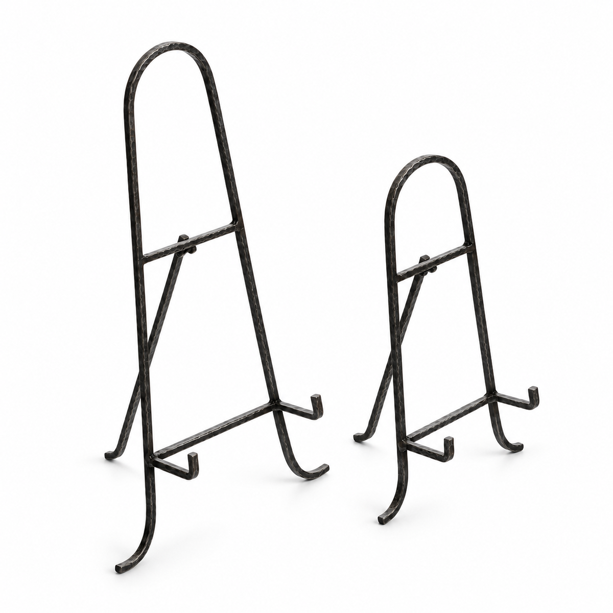 Elowen antique black iron display easels in small and large sizes