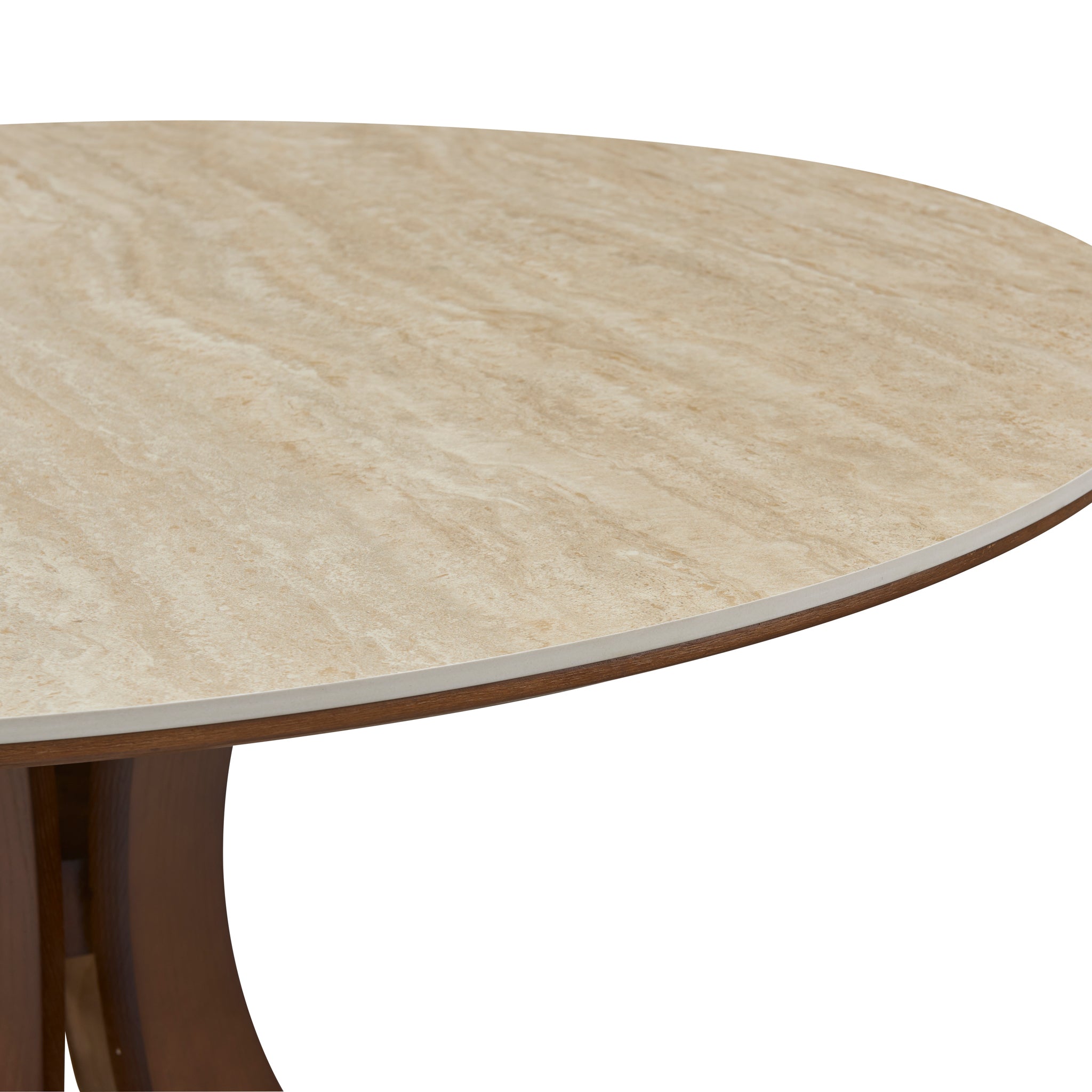 Close up details of the Elowen Round Dining Table with white top