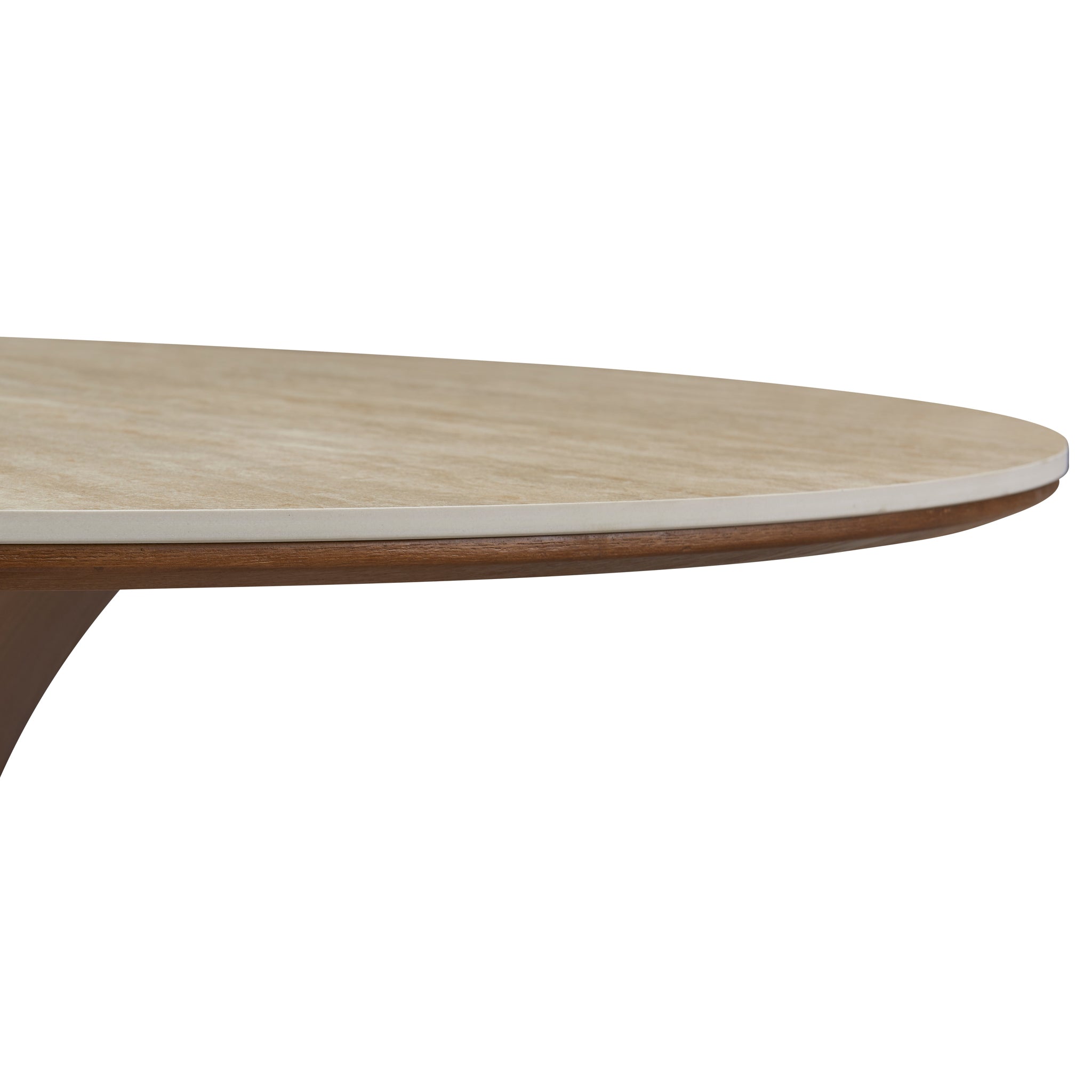 Table top thickness details of the Elowen Round Dining Table with white top