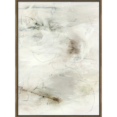 Abstract art piece with a wooden frame on a white background