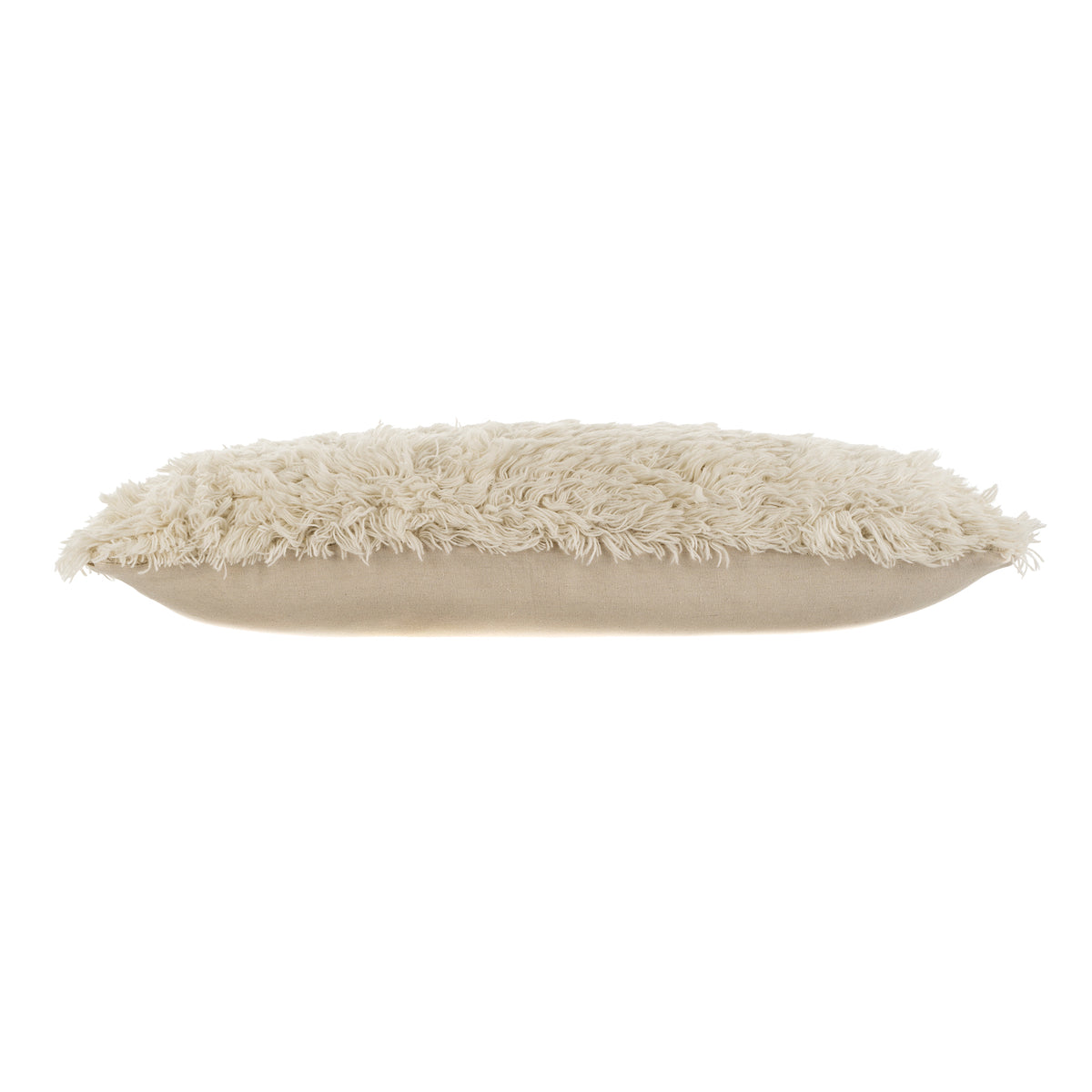 Beige fluffy pillow on a white background