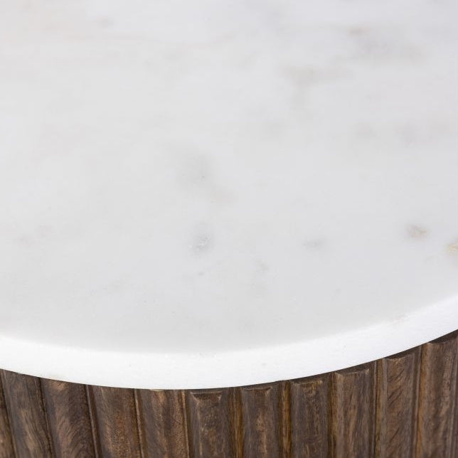 Close-up of the marble tabletop details ound on a white background