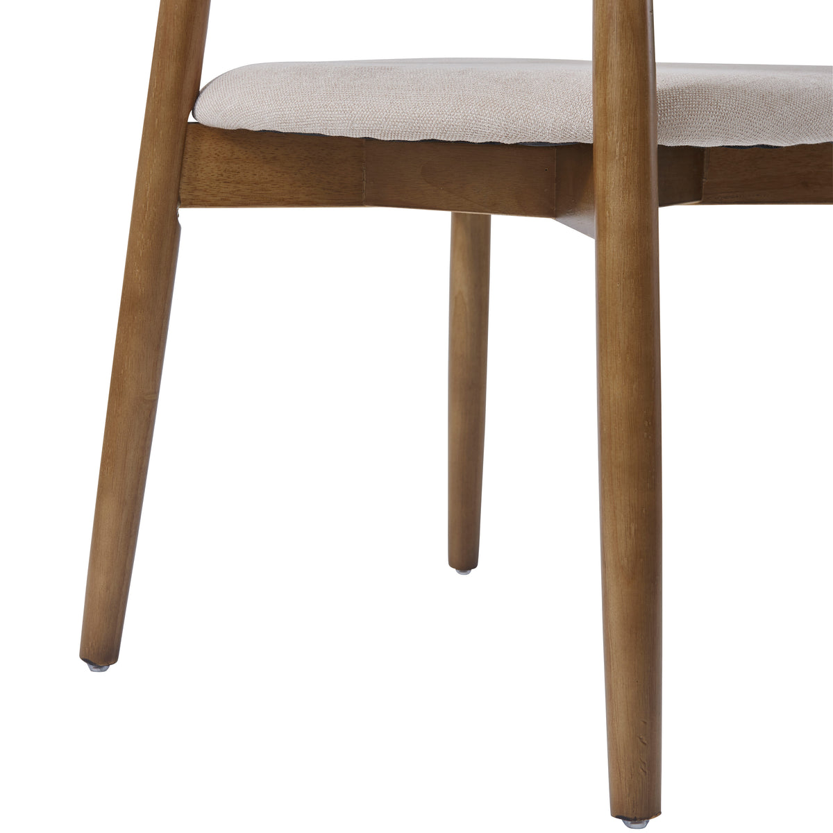 Ash wood leg details of the Linen Ash Wood Dining Chairs