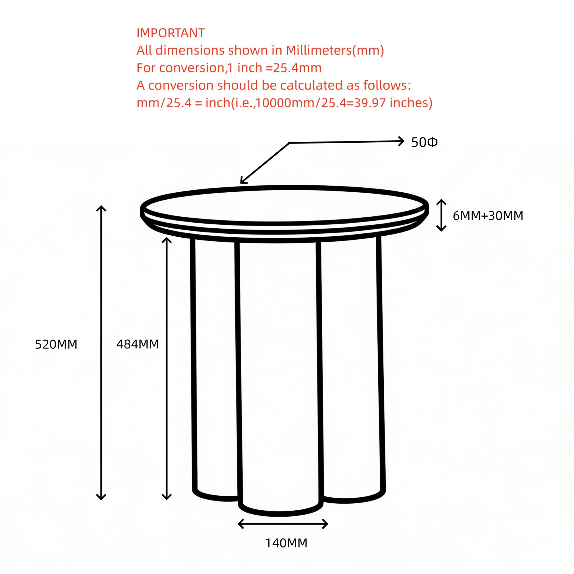 Technical drawing of a cylindrical object with dimensions labeled in millimeters