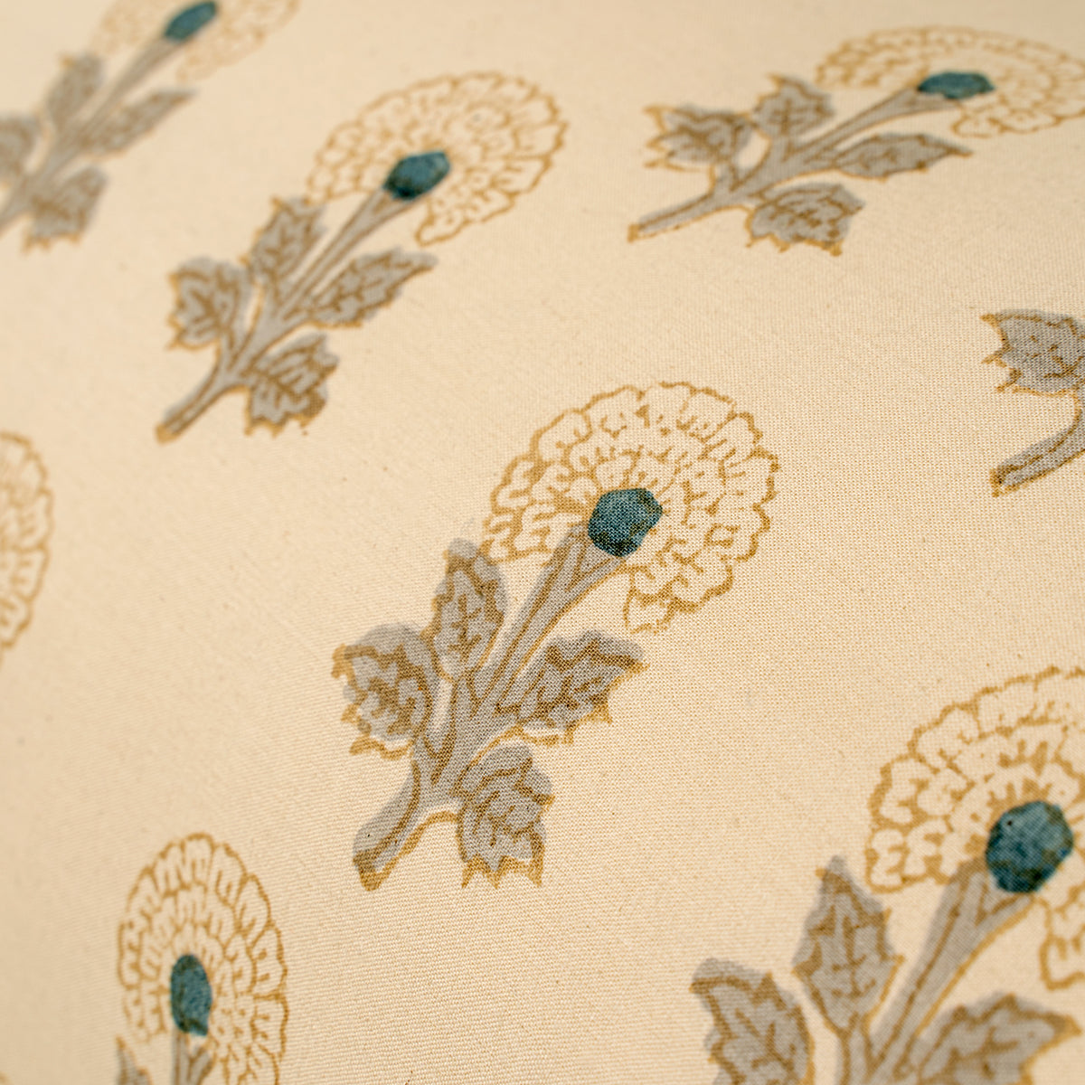 Close-up of floral patterned fabric with beige background