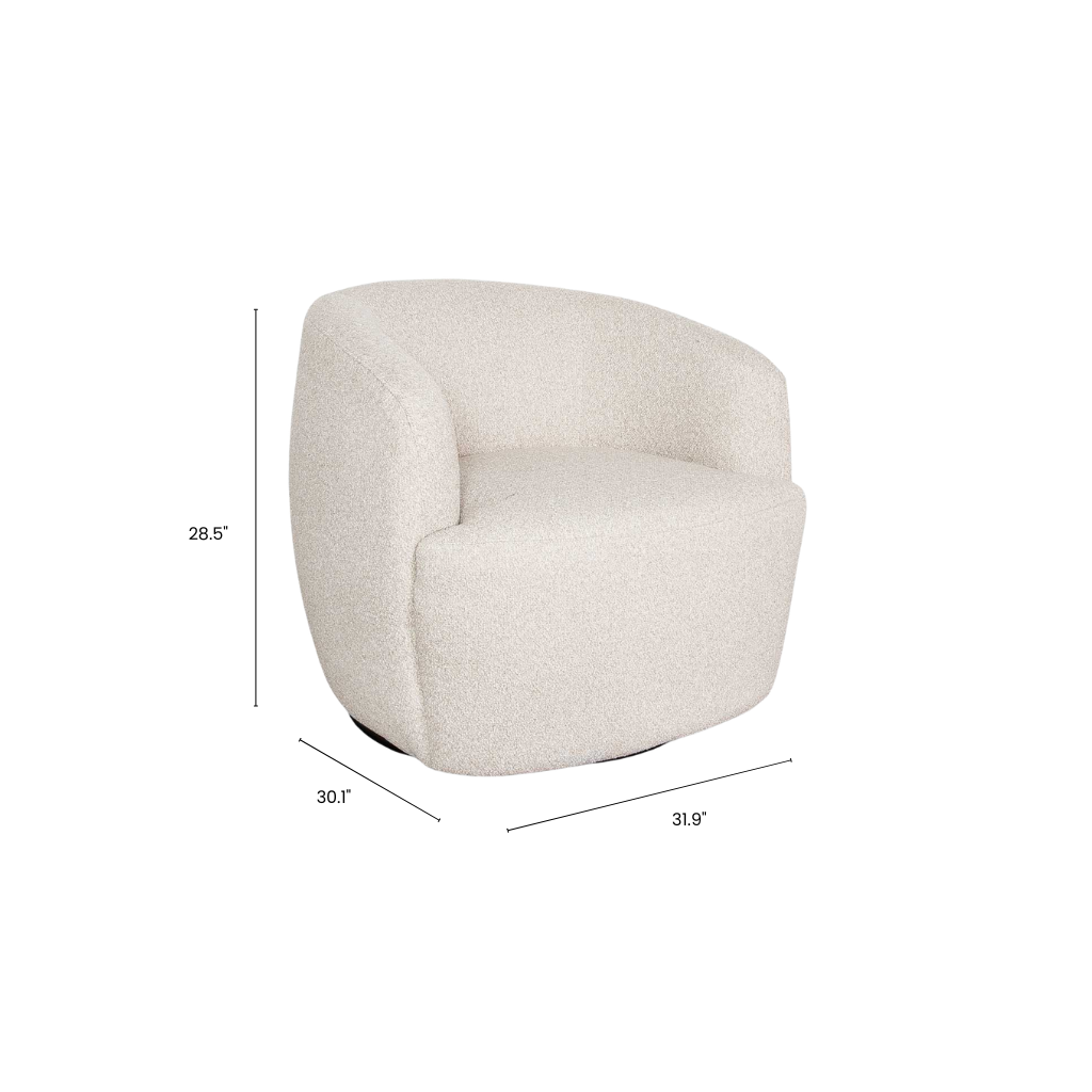 White armchair with dimensions on a white background