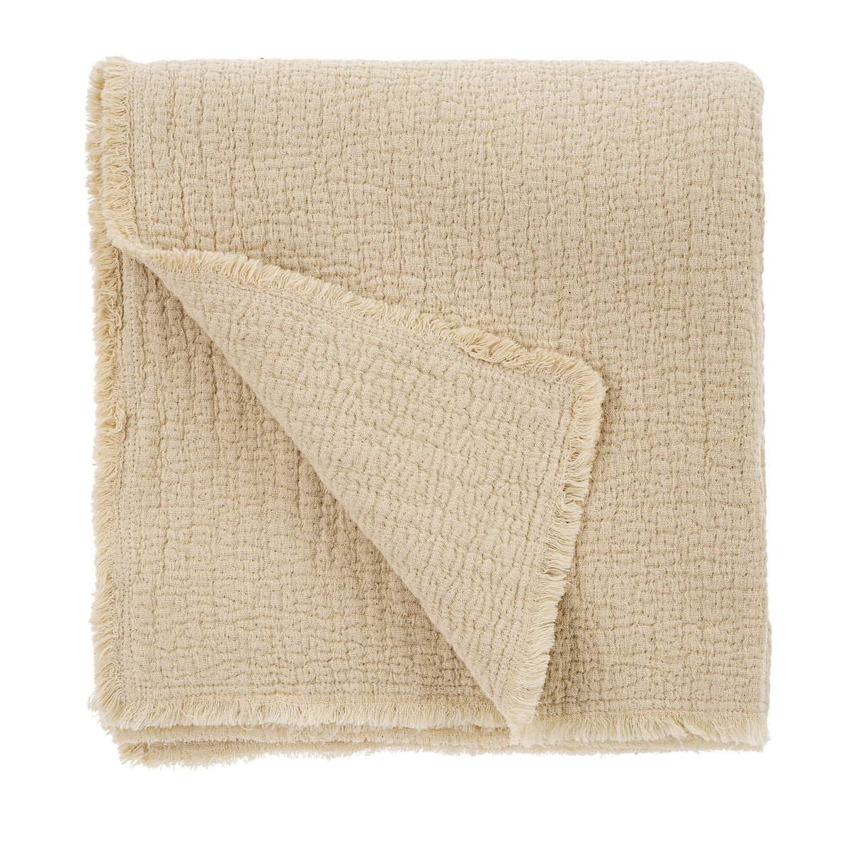 Beige textured blanket on a white background