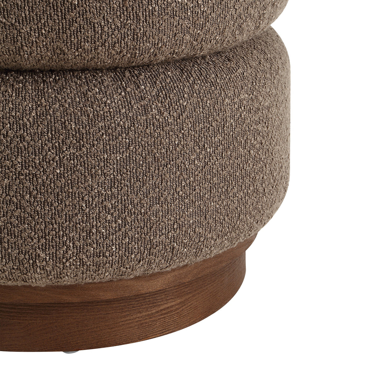 Side view of the Moita Bouclé Stool in taupe