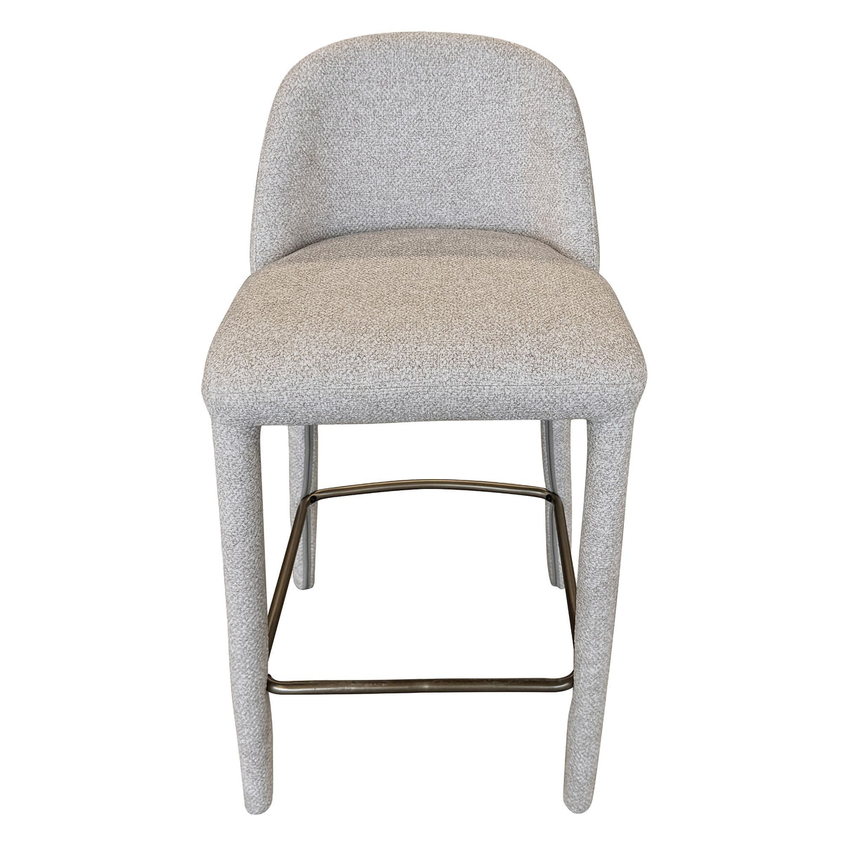 Front studio view of the ivory Myla Counter Stool with a curved supportive back