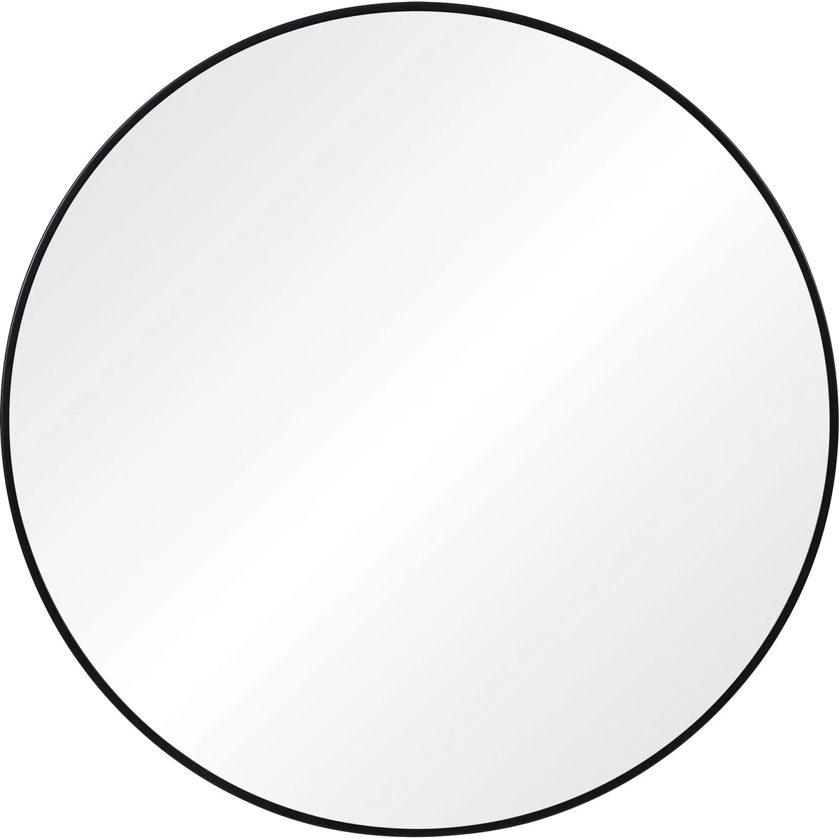 Front view of the Nova Wall Mirror featuring a round design with a slim black metal frame