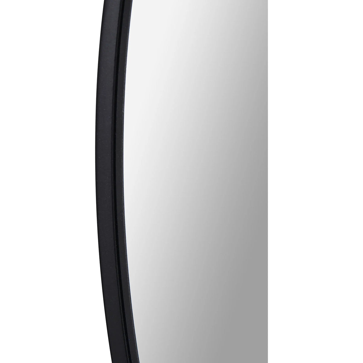 Close-up side view of the Nova Wall Mirror showing the slim black frame detail