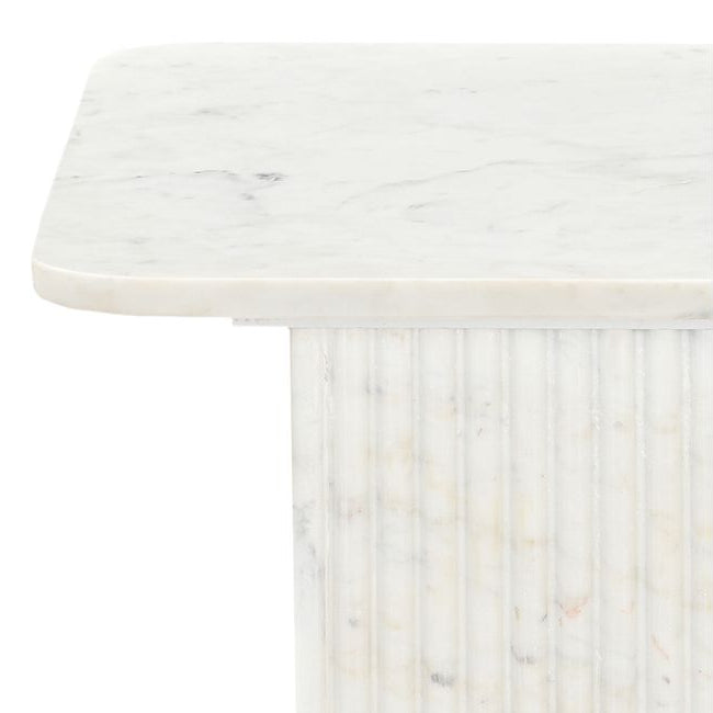 Corner close up of the Ophelia marble accent table