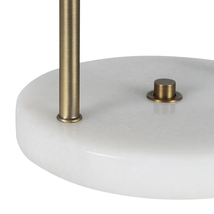 The close up marble base of The Orion Marble Table Lamp.
