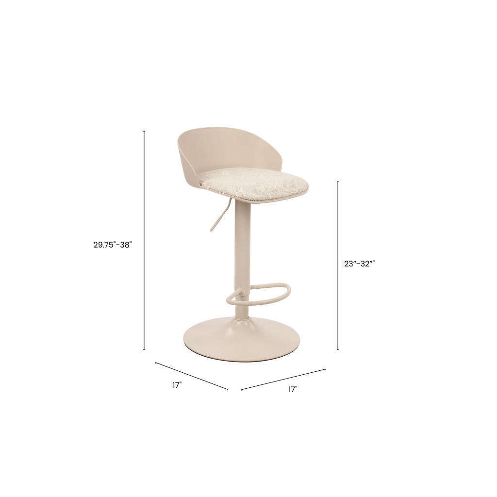 Bar stool with dimension on a white background.