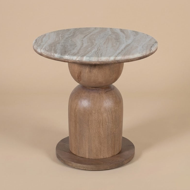 Ottilie side table with marble top on a beige background