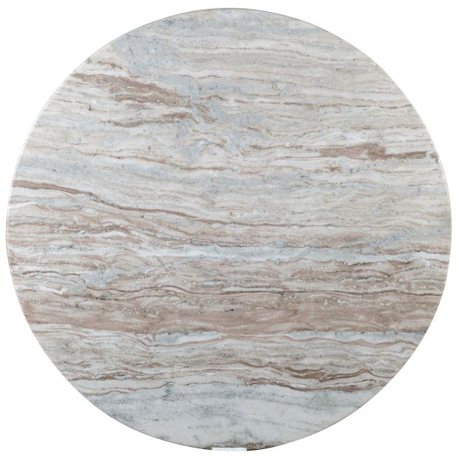 Round marble top surface with gray and brown color pattern on a white background