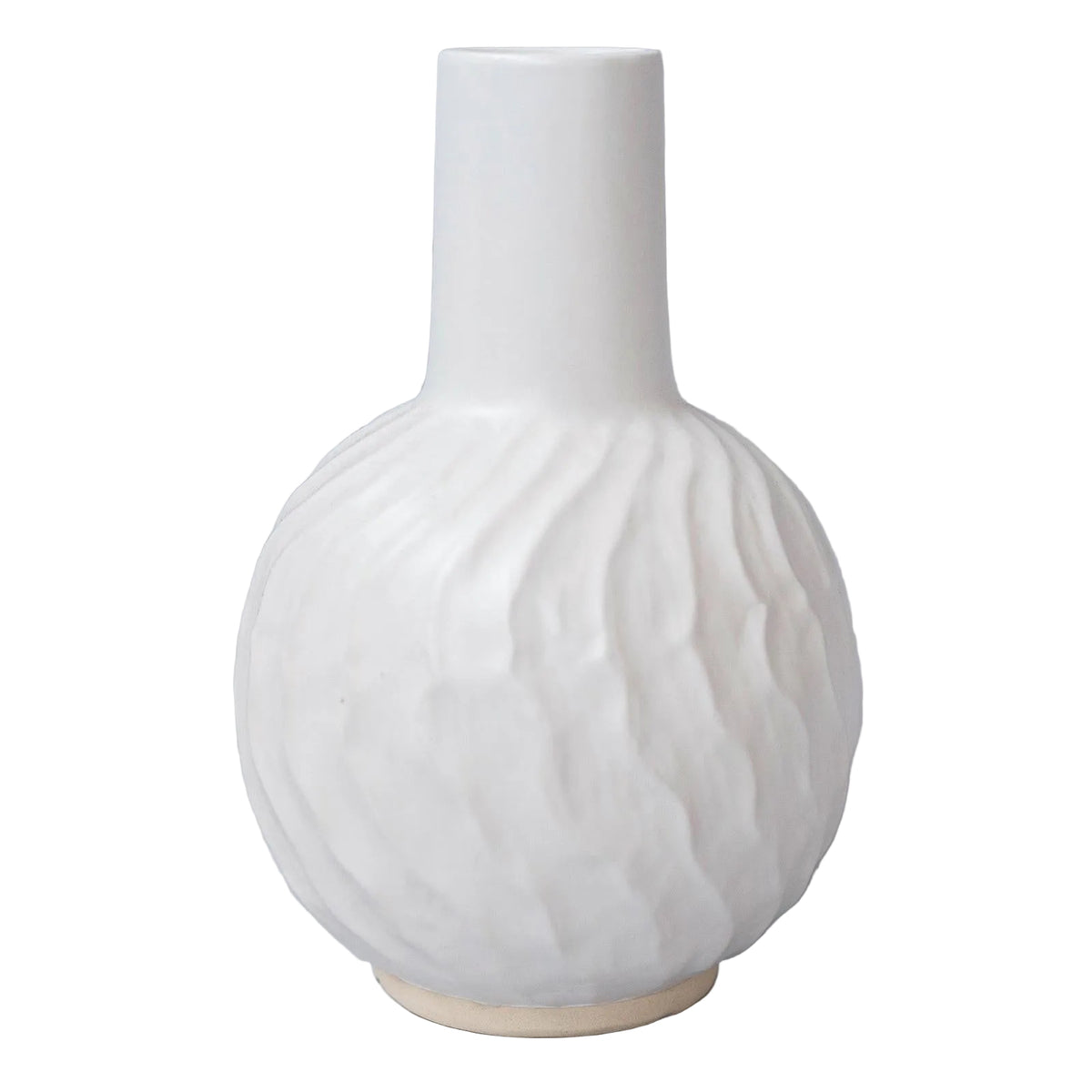 White textured vase on a light gray background