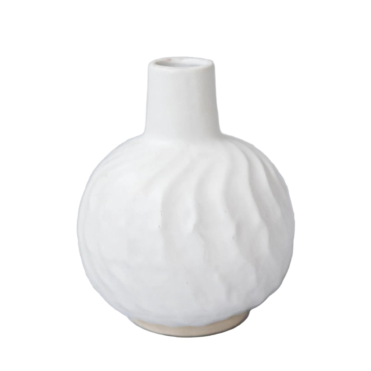 White textured vase on a light gray background