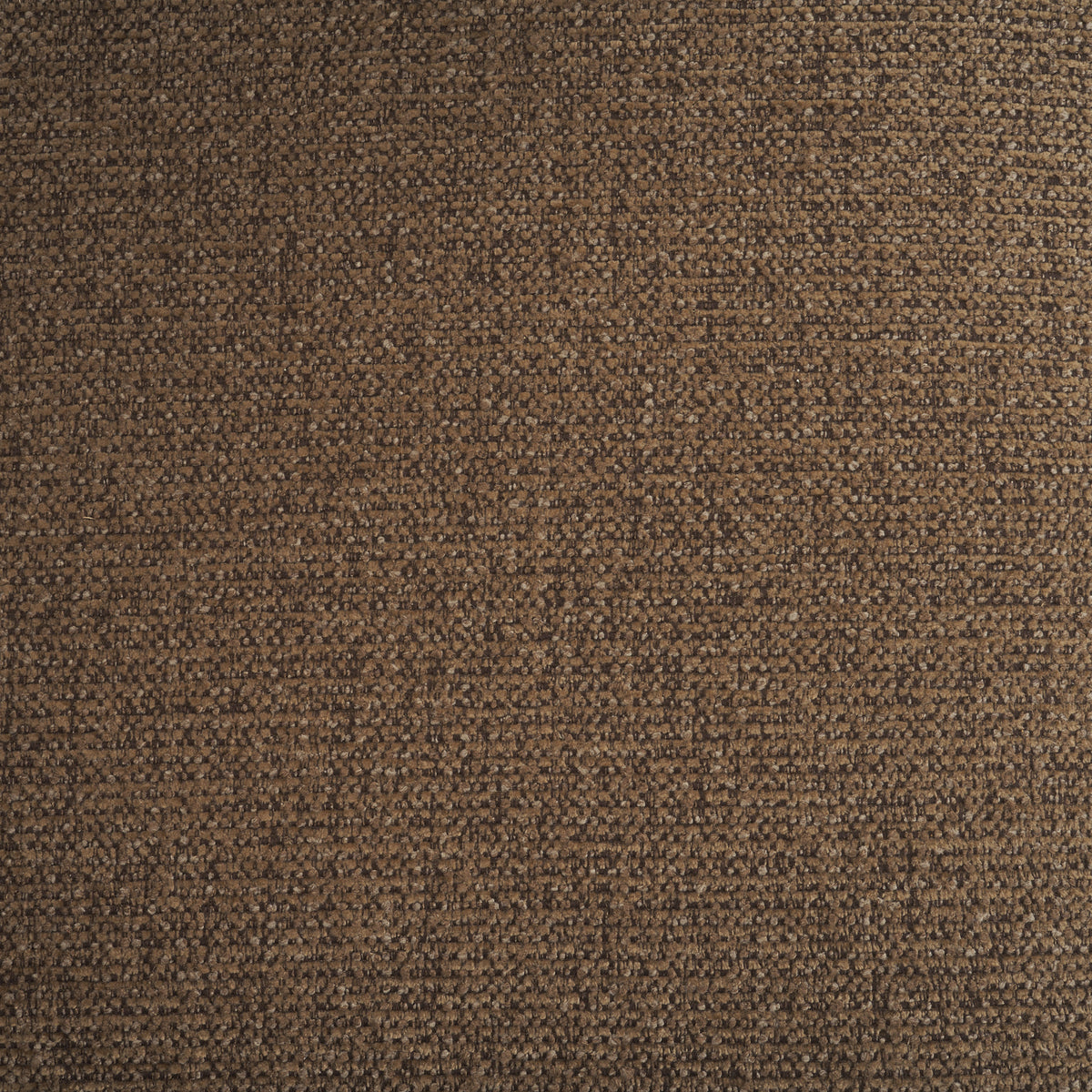 Fabric swatch close up showing the tight woven texture of the mocha brown upholstery.