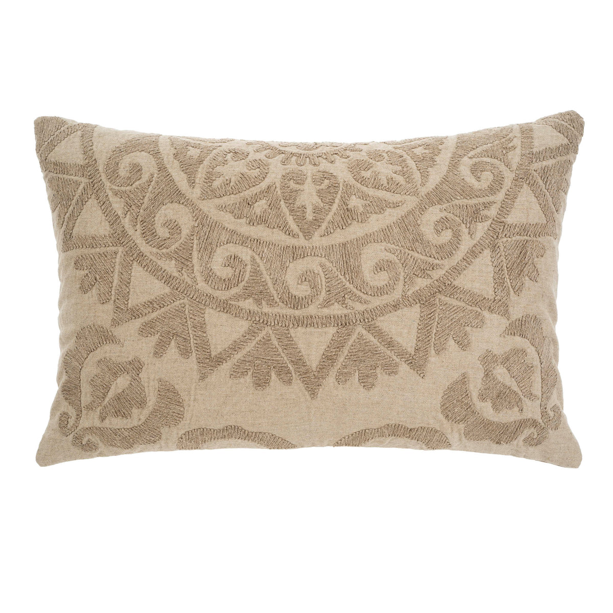 Decorative pillow with intricate pattern on a white background