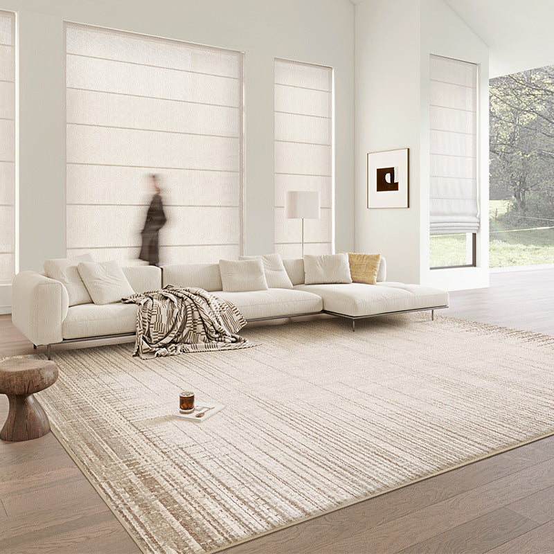 Sandstone Elegance Rug styled in a bright modern living room with a cream sectional sofa
