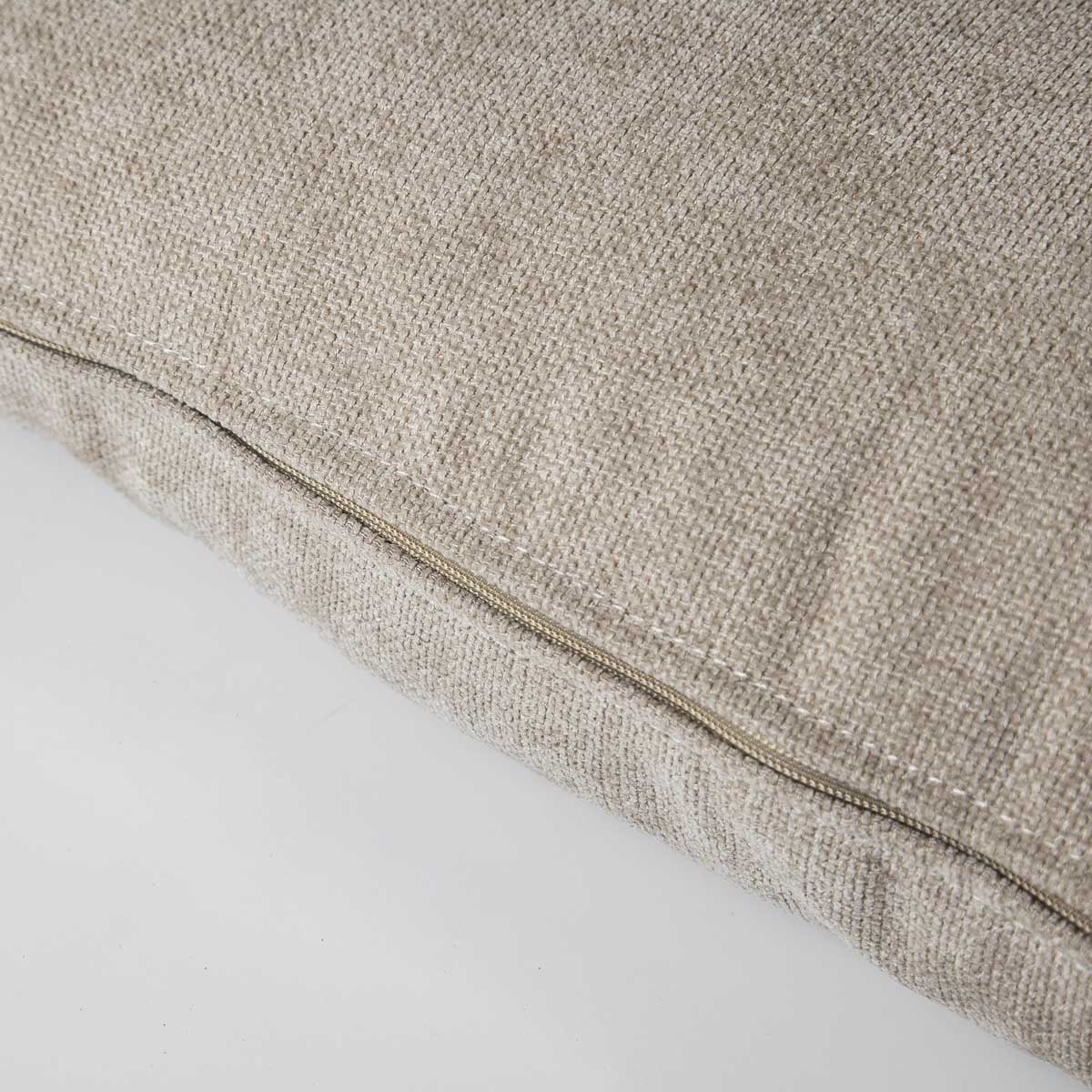 Close-up of the linen Serenity pillow showing the high-quality woven fabric and discreet invisible zipper closure.