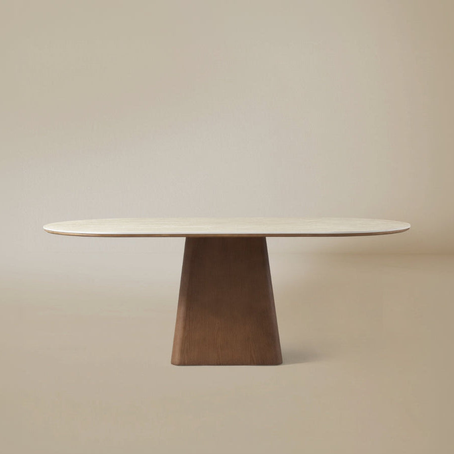 Front view of the Sorella oval sintered stone dining table