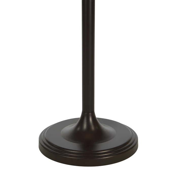 Close-up of the Thalia floor lamp's stepped round base in a matte dark bronze finish.