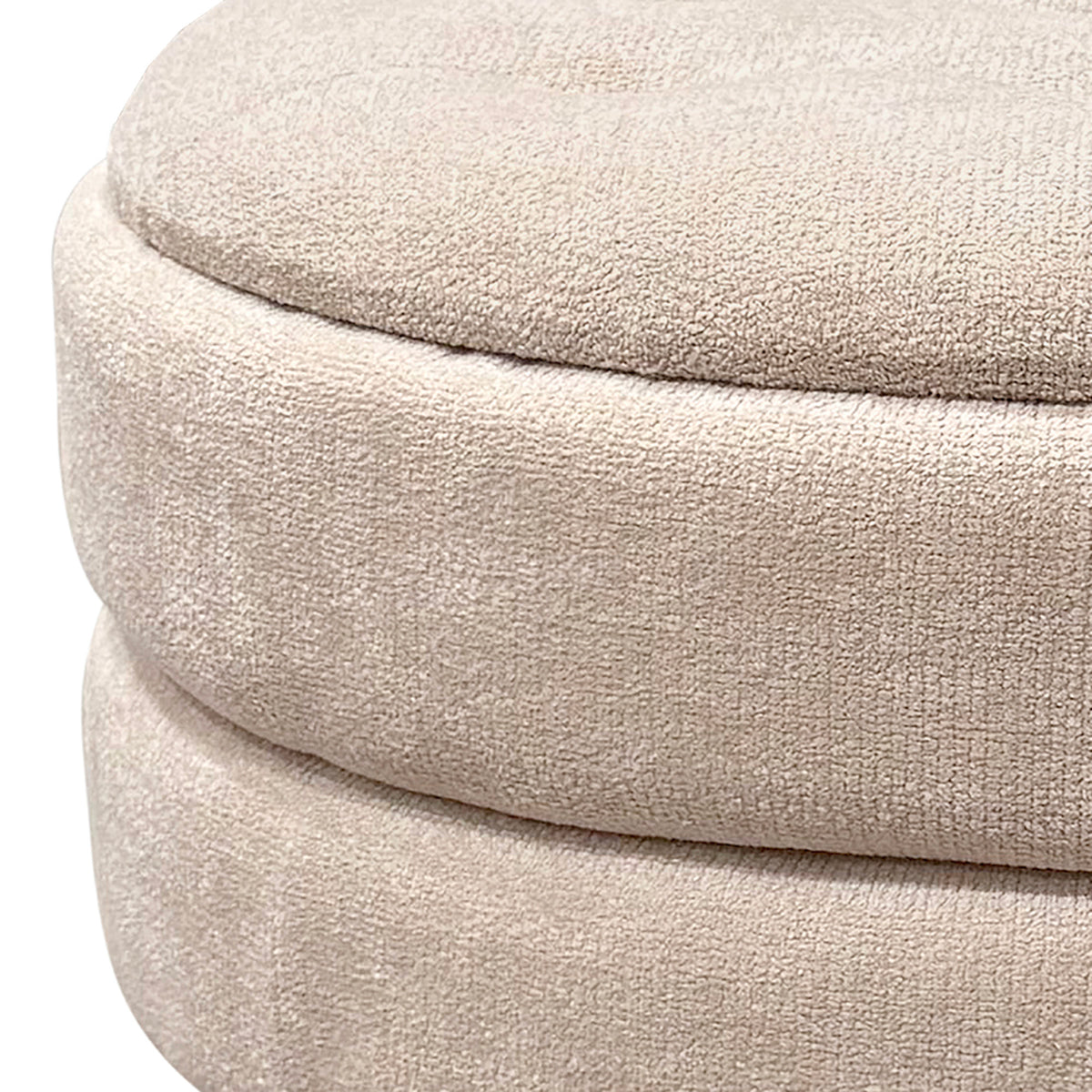 Close-up of a beige textured ottoman
