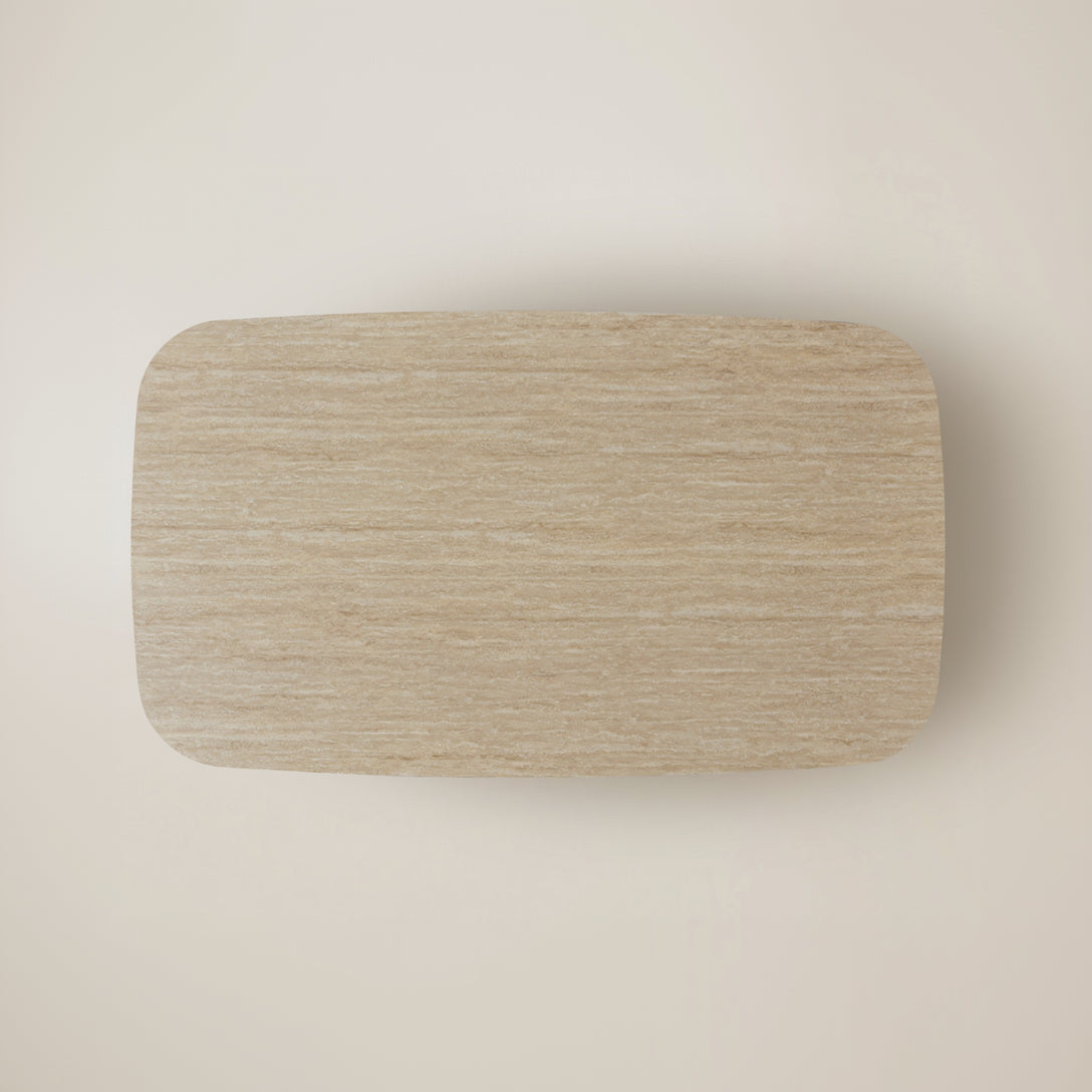 Focus view of the natural travertine sintered stone top