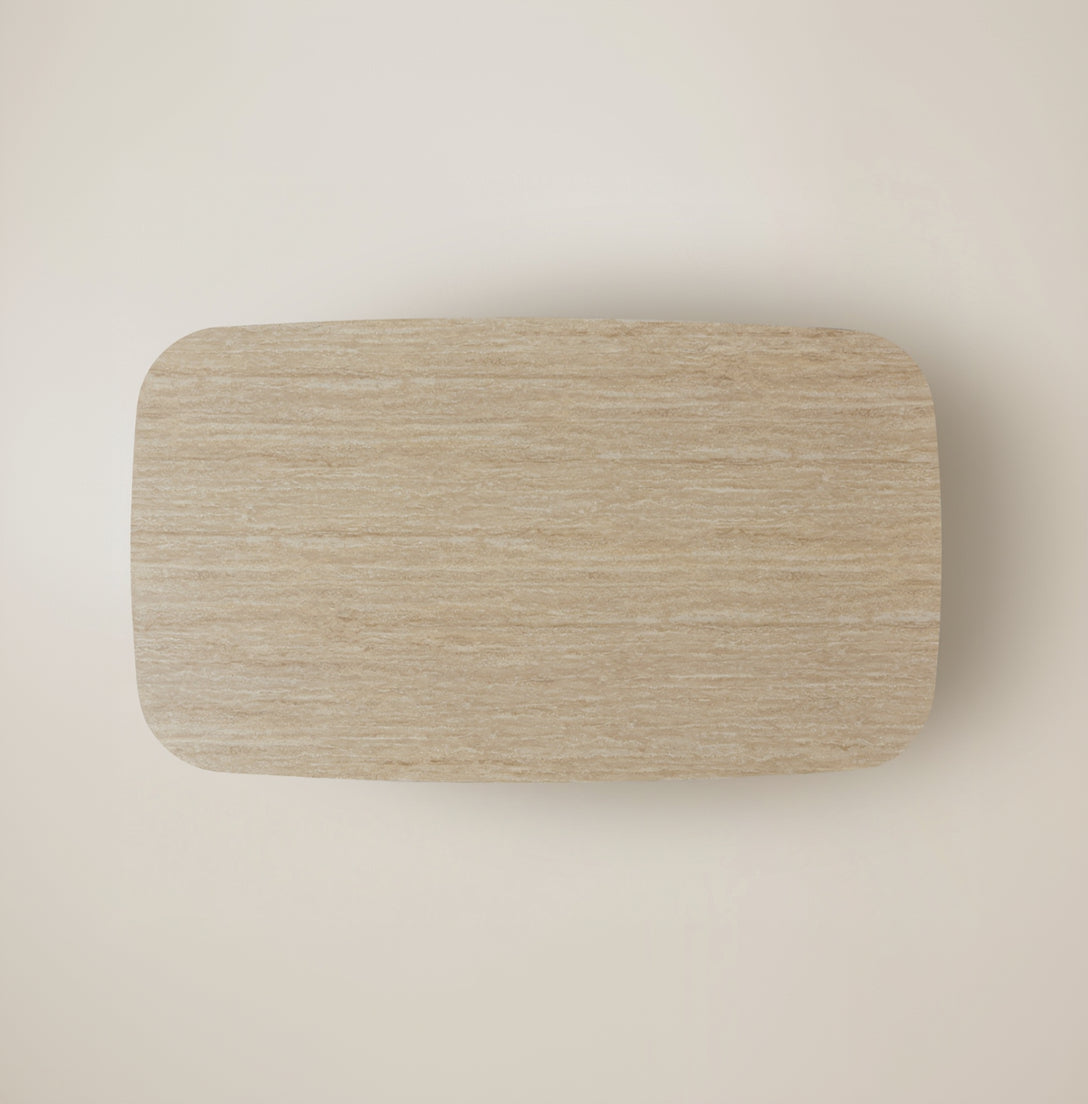 Focus view of the natural travertine sintered stone top