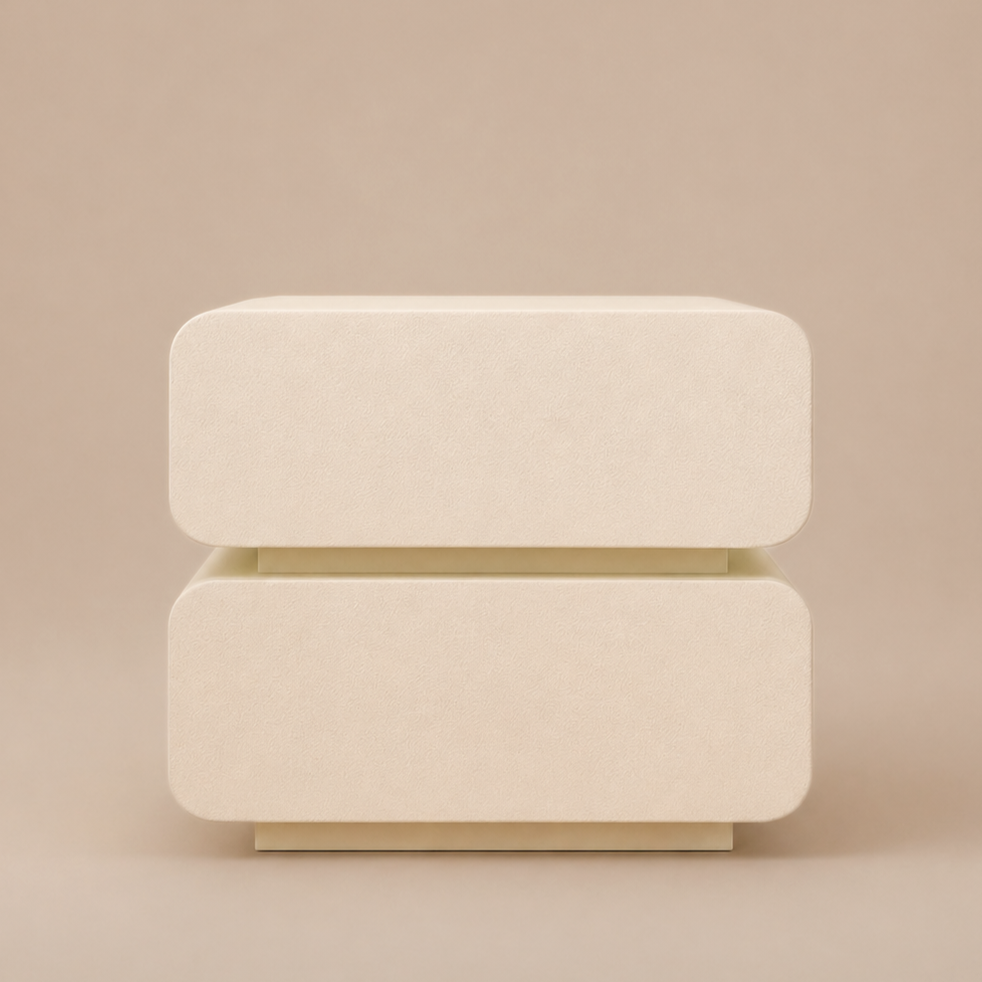 white rectangular nightstand on a beige background