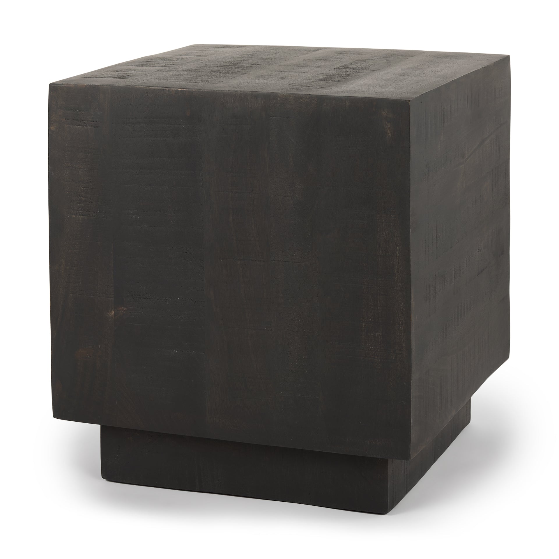 Dark wooden cube on a white background