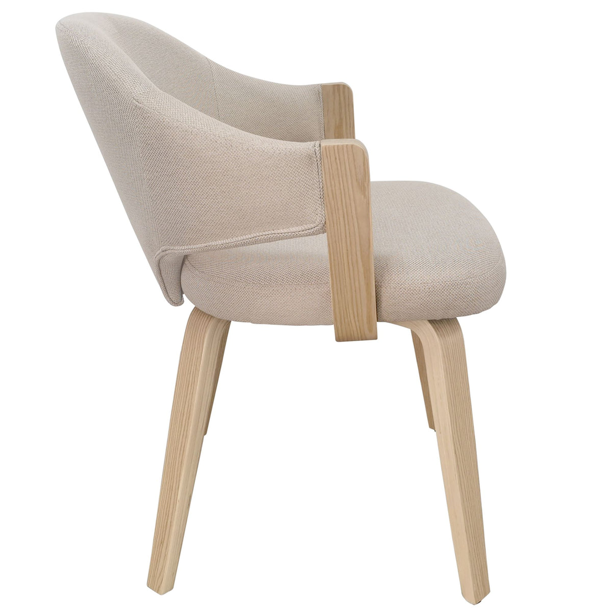 Side profile of the natural Alden Dining Chair