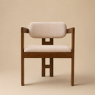 Amica Linen Ash Wood Dining Chair on a beige studio background