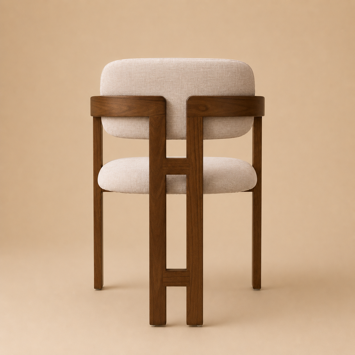 Back view of the Amica Linen Ash Wood Dining Chair on a beige studio background