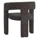 Back view of the modern dark grey Archway dining chair showing its striking sculptural design with a thick central back leg